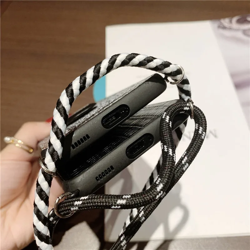 

For Samsung Galaxy F62 A72 A52 A32 4g S21 S30 S20 FE Plus Ultra Fashion Long Lanyard Leather Pattern Hard Shell Phone Case Coque