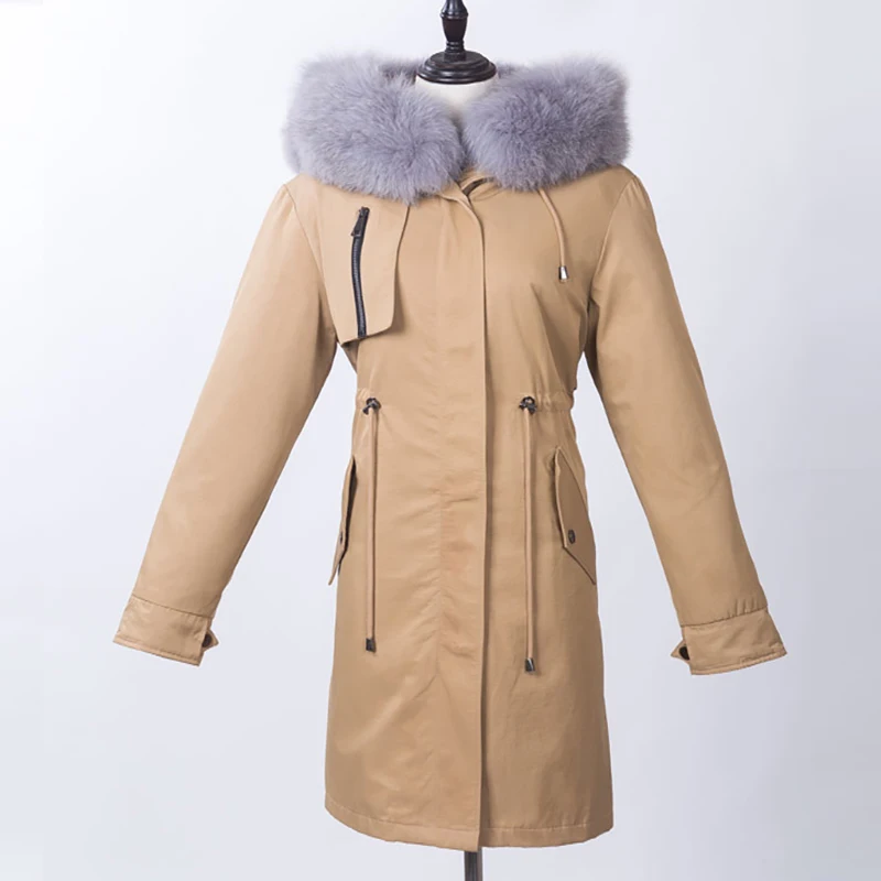 2022 Women Winter Jacket Natural real fox Fur Collar  Real Fur Coat Real rabbit hair Liner Detachable Thick Warm parka outcoat enlarge