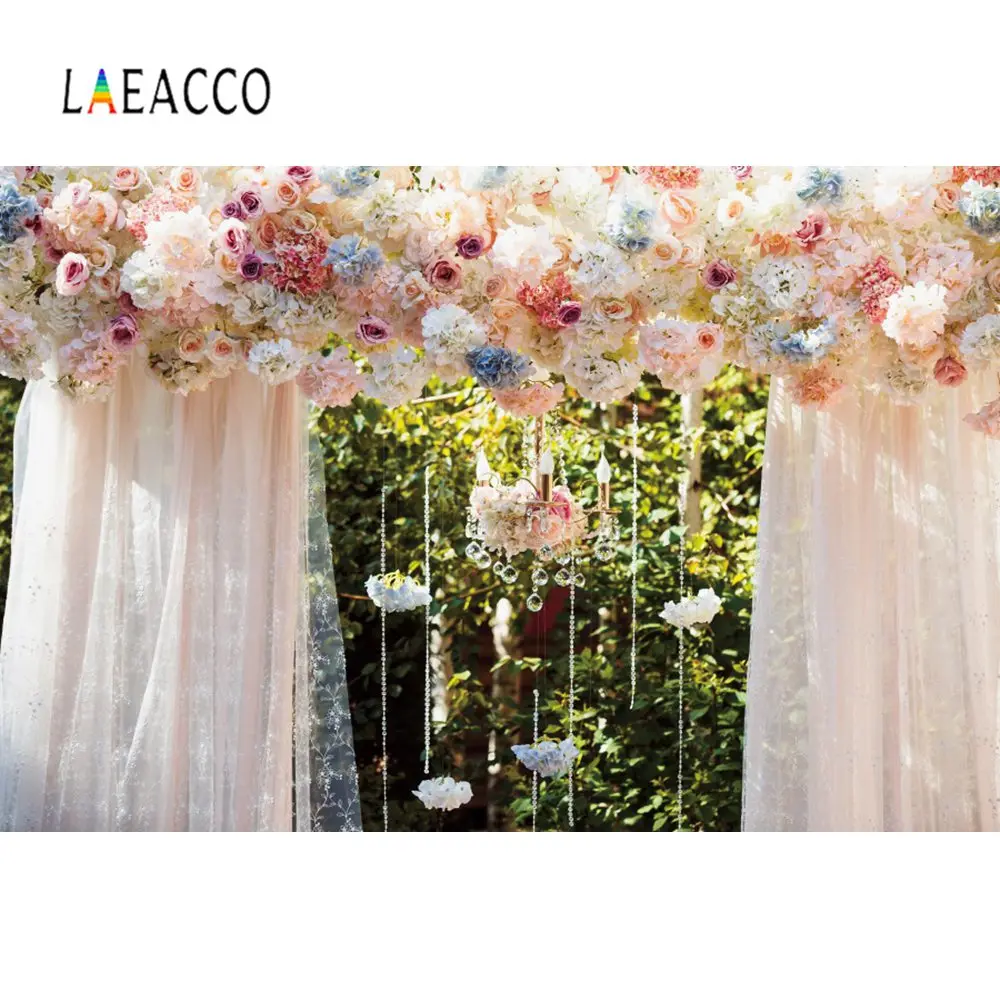 Laeacco фото фон Свадебный Цветочный венок вечерние занавес любовь портрет фотографический фон фотосессия Фотостудия