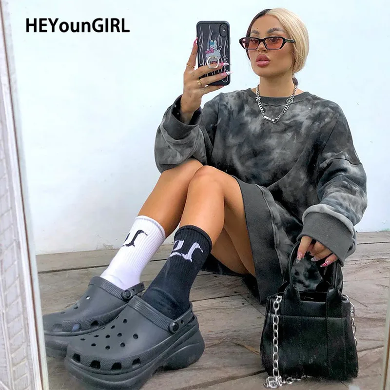 Женский свитшот с принтом тай дай HEYounGIRL Повседневный хлопковый пуловер большого