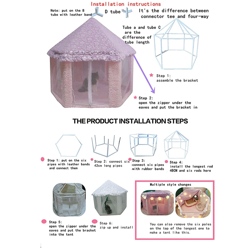 Домик домик принцесса для кошек удобная уличная палатка собак портативная