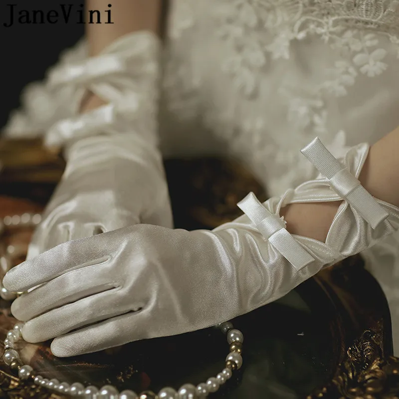 Женские атласные перчатки с жемчугом короткие до запястья | Свадьбы и торжества