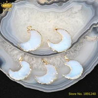 5pcs natural opal stone moon shape gold charms pendants for necklace jewelry diy accessories fz 81kbab