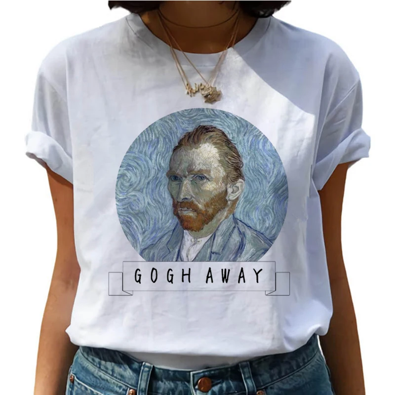 Van Gogh Рисование маслом Harajuku футболки женские Van Goghing Van Gone Забавные футболки 90s футболка с изображением модные футболки женские - Цвет: 8504