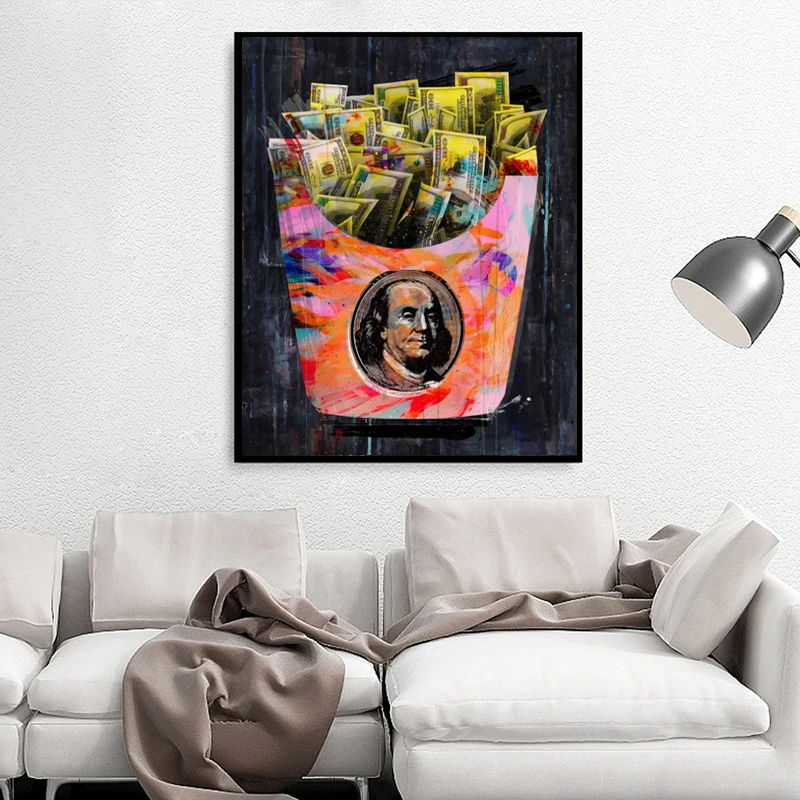 Плакат граффити Художественная Картина на холсте абстрактные деньги и фигурки