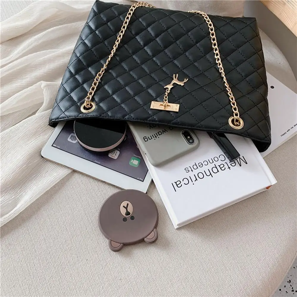 Женская сумка из искусственной кожи с цепочкой одноцветные большие сумки