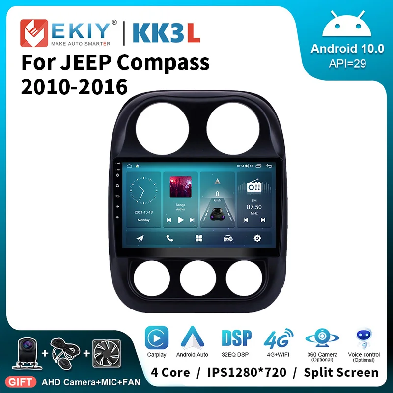 

EKIY KK3L Android Stereo Car Radio For JEEP Compass Patriot Bluetooth 2010-2016 Multimedia GPS Navigation Carplay DSP Head Unit