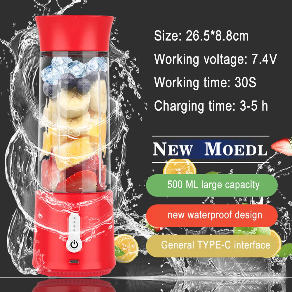 

Portable Juicer Orange Usb Electric Mixer Fruit Smoothie Blender Automatic Power-off Protection Personal Food Processor Maker