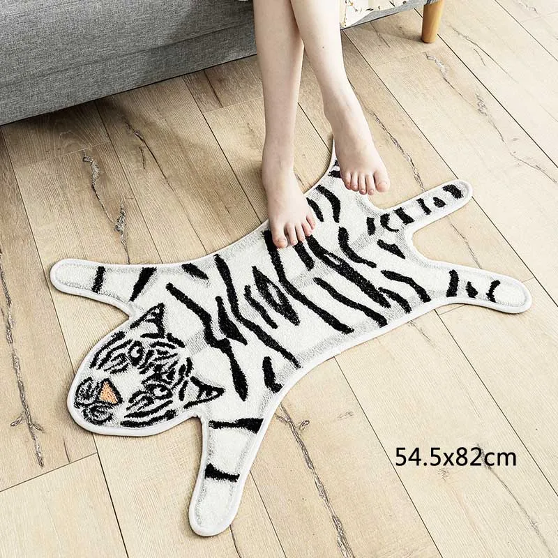 tiger white style A Коврик с животным леопардовым принтом, тигровая панда, нескользящий ковер с животным принтом для дома, гостиной, дверной коврик, коврик для ванной - Цвет: tiger white style A