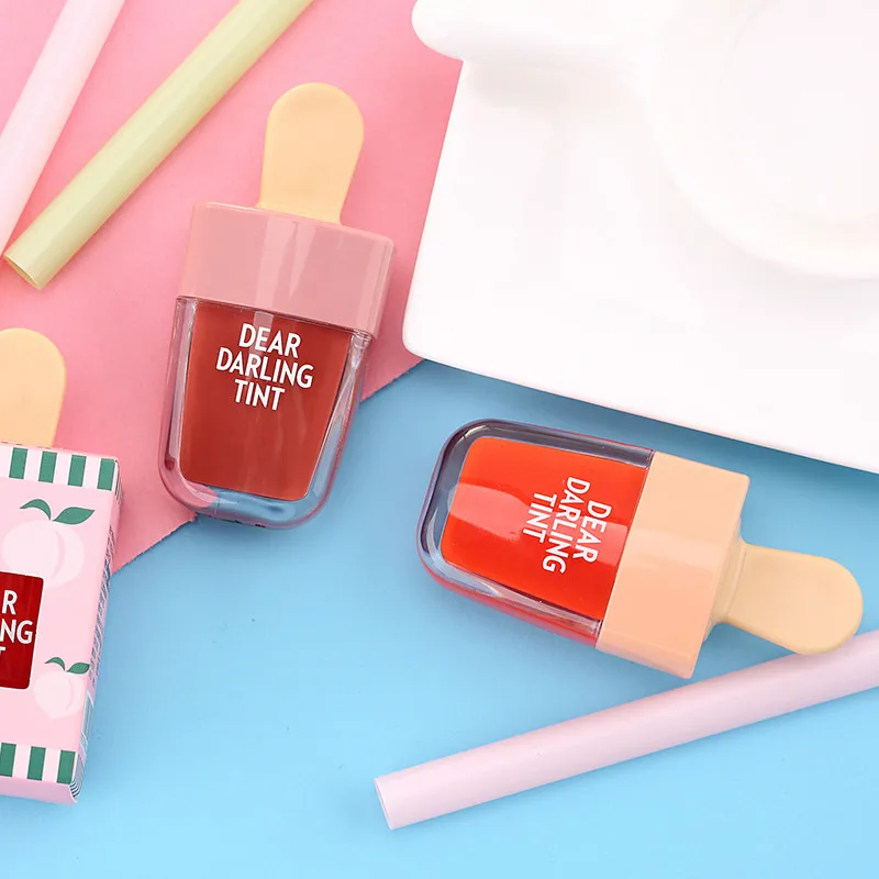 

Brand 5 Colors batom Super Ice Cream Lip Gloss Waterproof Long Lasting Makeup Liquid Lipstick Sweet Red Lip Tint