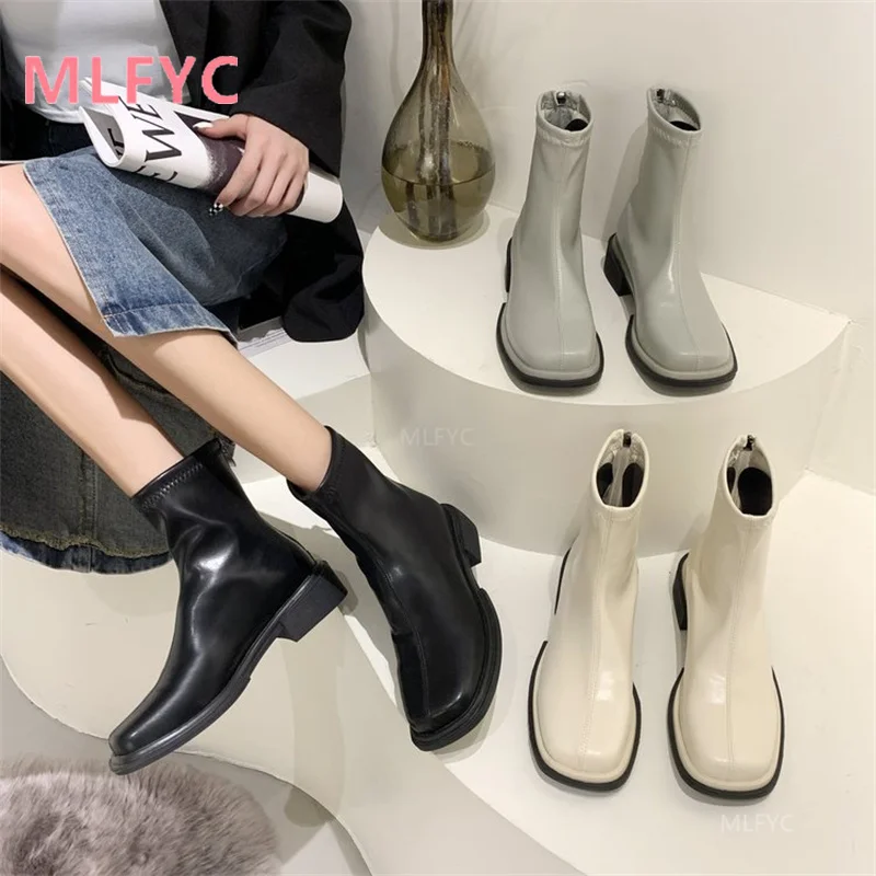 

Martin boots women 2021 autumn thin section fried street beige soft leather thin boots short boots women's single boots