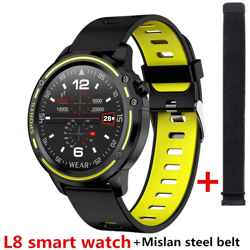 green Misran strap L8 Смарт часы, L9 Смарт часы es, мужские IP68 Водонепроницаемый пульсометр Шагомер Секундомер Bluetooth Фото спортивные фитнес часы PK L5 - Цвет: green Misran strap