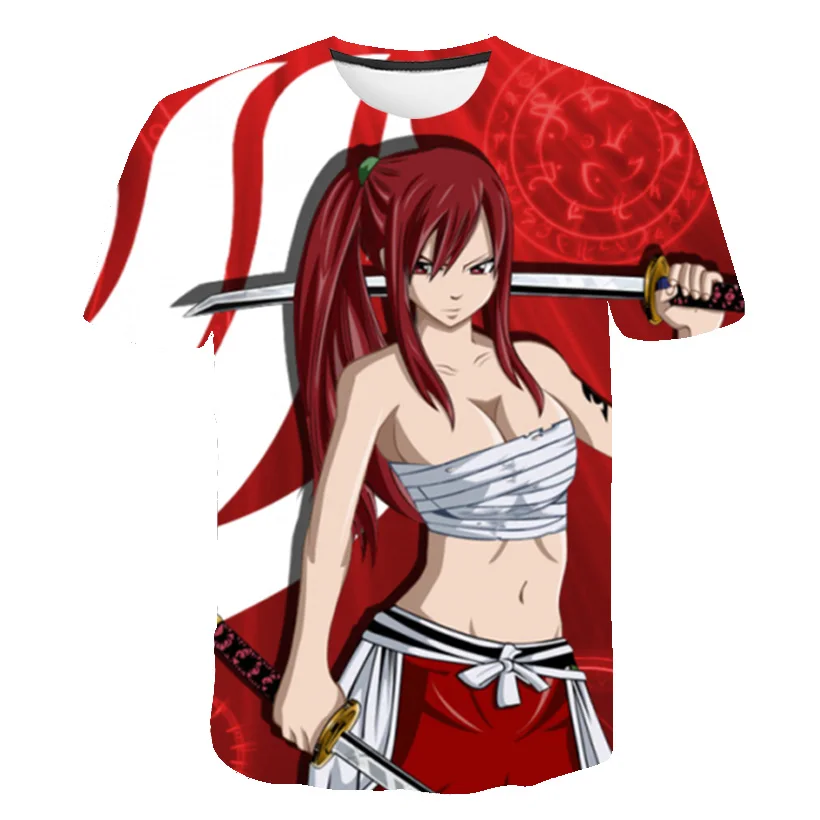 

2021new Fairy Tail Summer Girls Boys 3DPrinted EARTH LAND Cartoon Graphics Children Kids Clothes Baby Anime T Shirt O-Neck