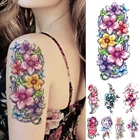 Татуировка Временная водостойкая для женщин, наклейка-Татуировка пурпурно-розовая линия, цветок розы, тотем, сердце, боди-арт, искусственный рукав