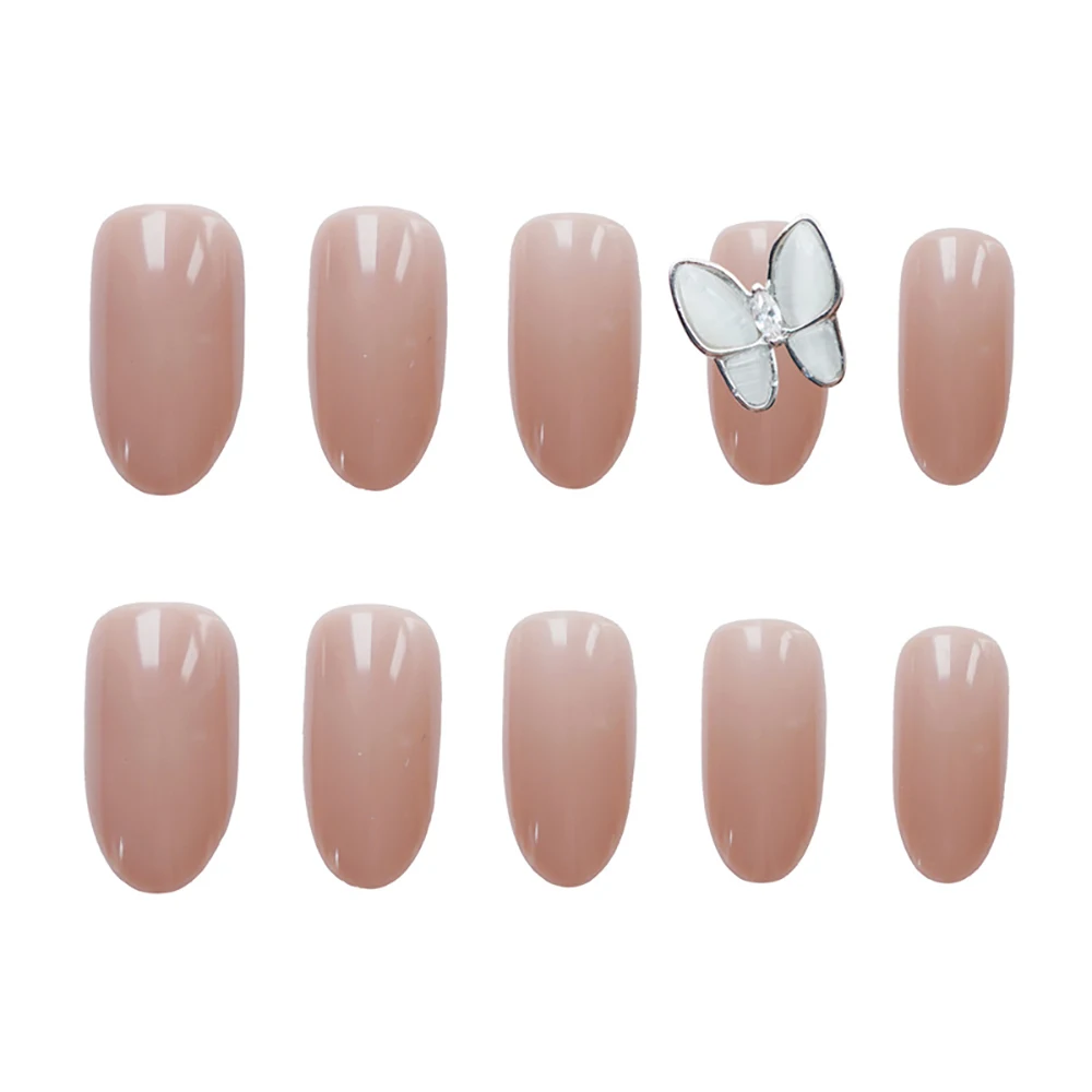 

24Pcs Golden White Butterfly False Nails Artificial Full Cover Press On Fake Nails Manicure Tool Nail Art Decoration