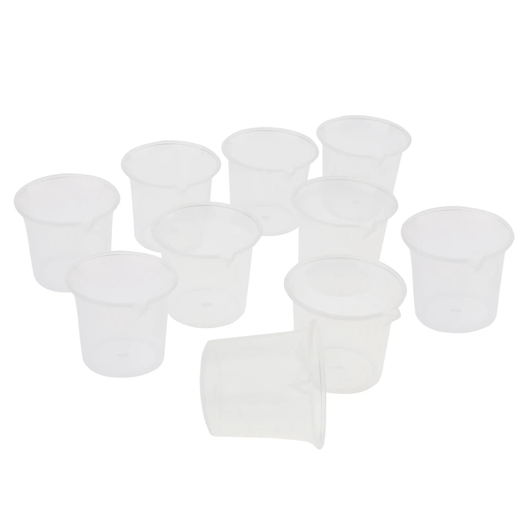 

25ml Multi Purpose Measuring Cups Jug, Plastic Beaker for Laboratory Kitchen Mixing Paint (Pack of 10)