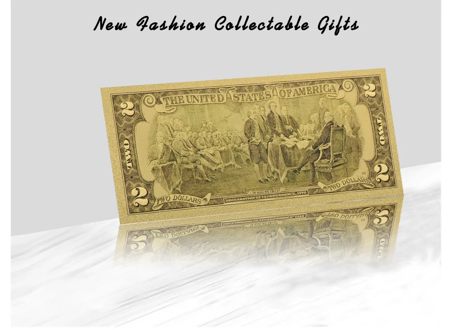 2 доллара США позолоченная банкнота домашний декор коллекционные красочные