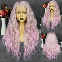 joneting wavy long wig pink brown 133 lace front fiber wigs heat resistant synthetic cosplay wig for women party