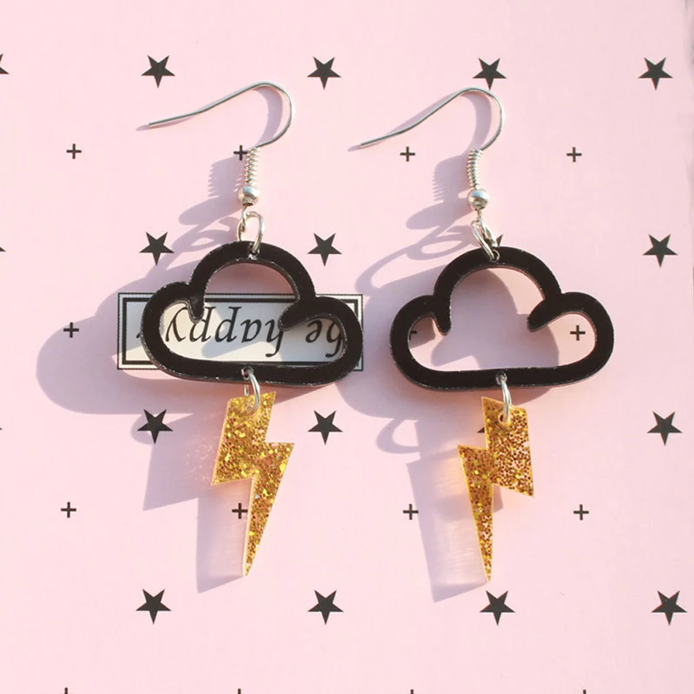 Модные серьги новые акриловые милые в форме облака с молнией Лидер продаж