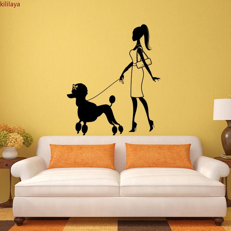 

Kililaya Cute Dog Wall Sticker Girl Wall Art Decals Home Decoration Wallpaper Kid's Room Pet Shop Mural Art