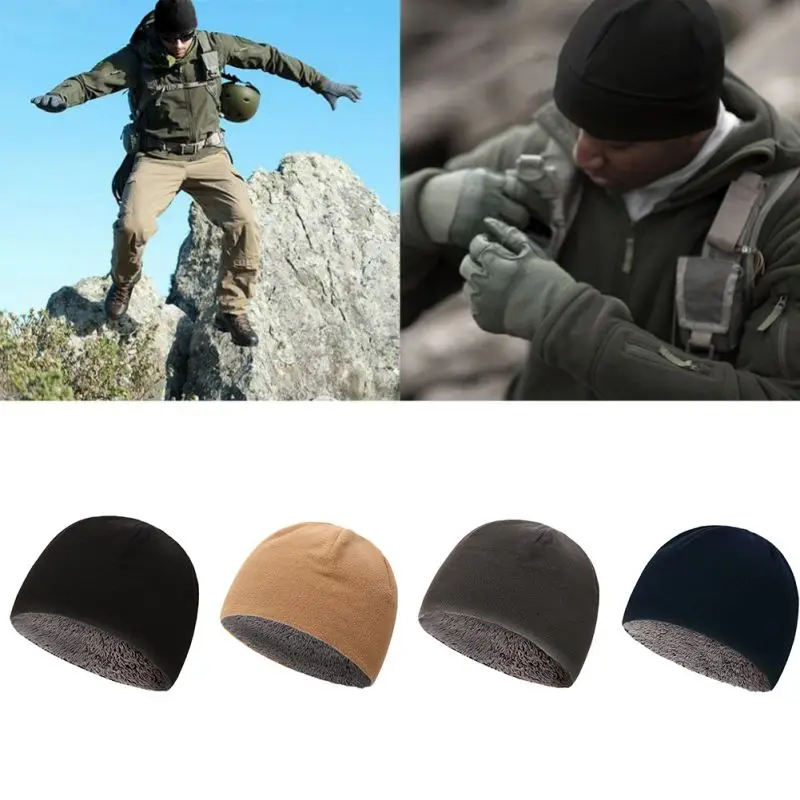 

Men Women Unisex Winter Solid Color Soft Warm Watch Cap Polar Fleece Thickened Military Army Beanie Hat Windproof Outdoor k