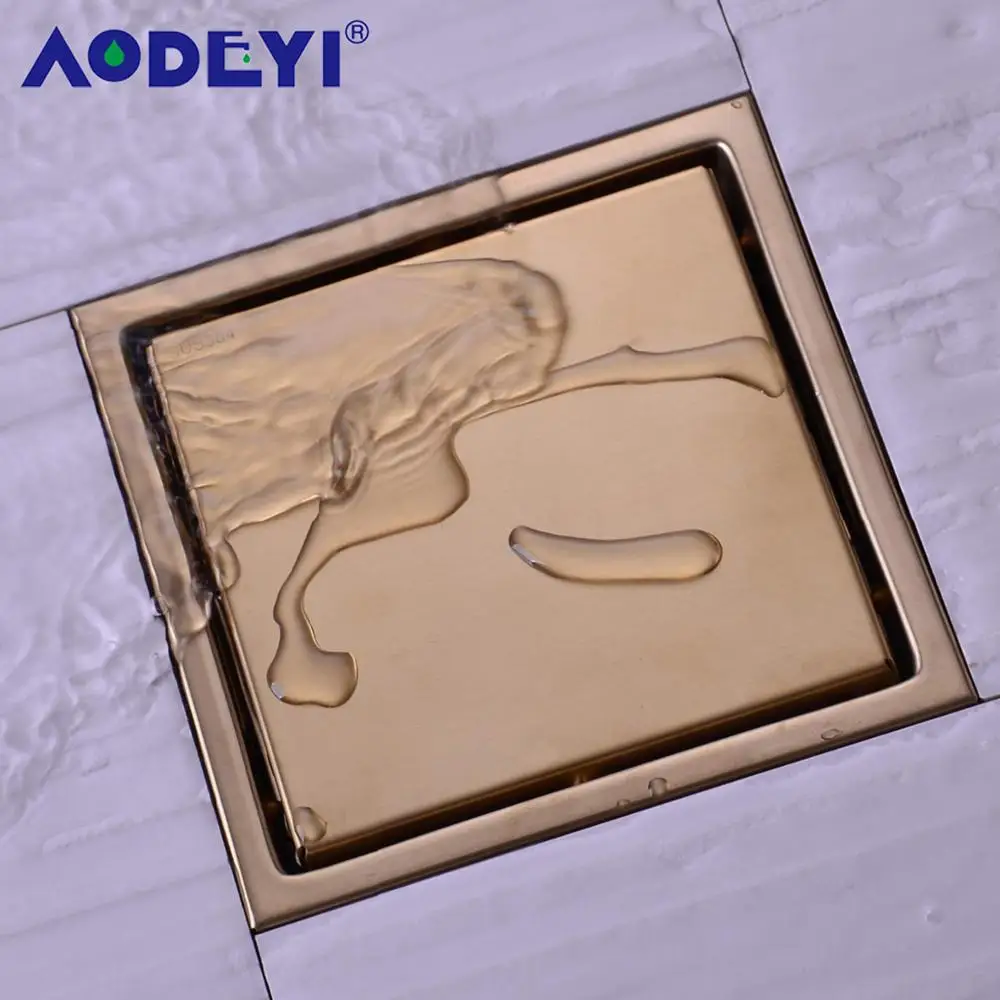brushed gold stainless steel shower drain black bathroom floor drain tile insert square floor waste grates 150x150 free global shipping