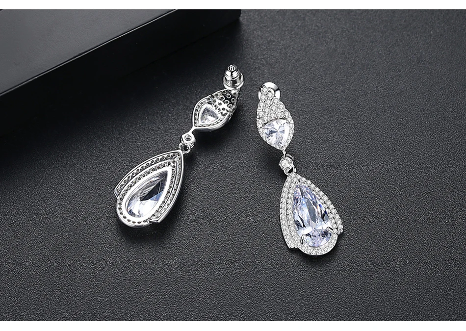 LUOTEEMI Brand New Fashion Luxury CZ Drop Earrings for Women Bridal Wedding Party Jewelry Long Big Pendientes Bijoux Femme Gifts