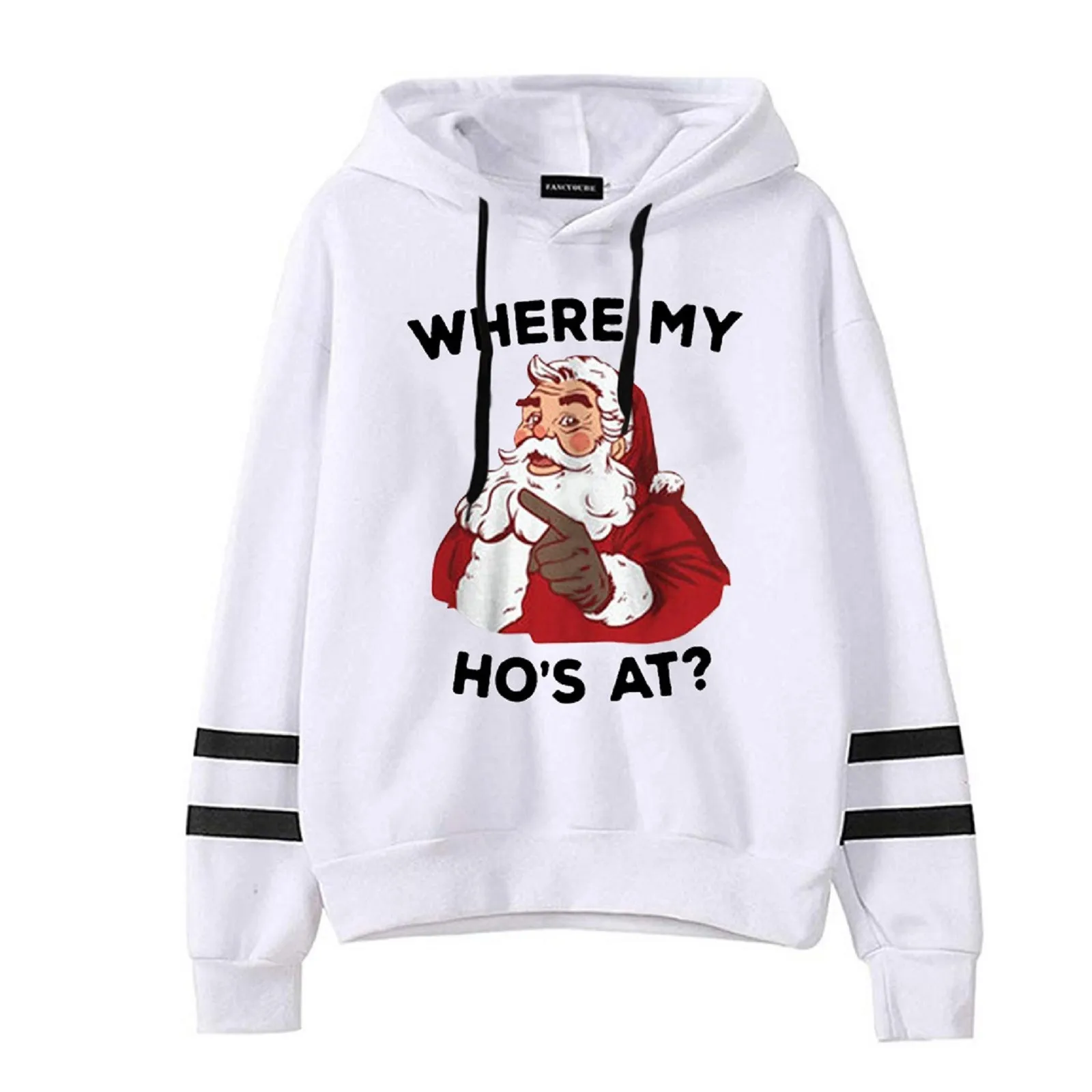 Women Long Sleeve Hooded Sweatshirt Christmas Print Drawstring Hoodies Pullover Tops Casual Loose Oversized Sweatshirts Fashion
