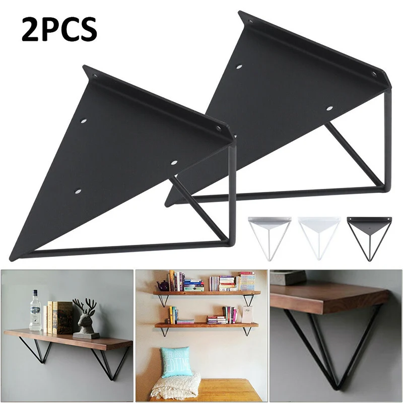 

2pcs Industrial Wall Shelf Support Bracket Metal Prism Storage Shelves Mount Home Office Decors