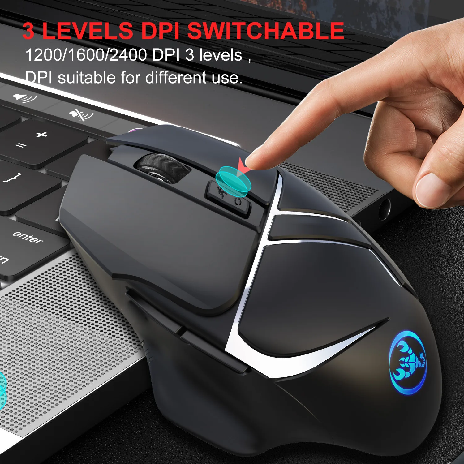 

Computer Peripherals Wireless Mouse 2.4G Wireless Mouse Game computer mouse Charge 2400DPI Adjustable Gaming Mouse Mice For PC