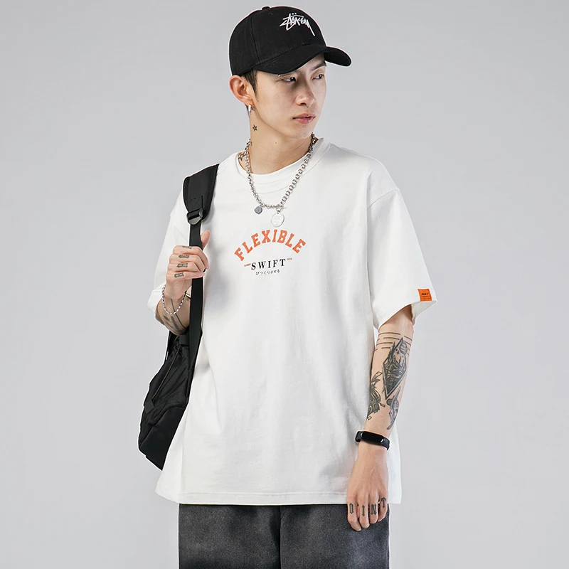 

2021 summer round neck short sleeve t-shirt men's fashion brand Japanese base shirt loose casual versatile cottonprinted T-shirt