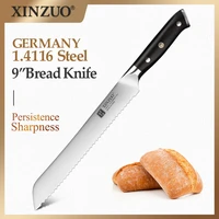 xinzuo 9 bread knife germany 1 4116 steel kitchen serrated knives bread pizza cheese cake slicing bakery tools
