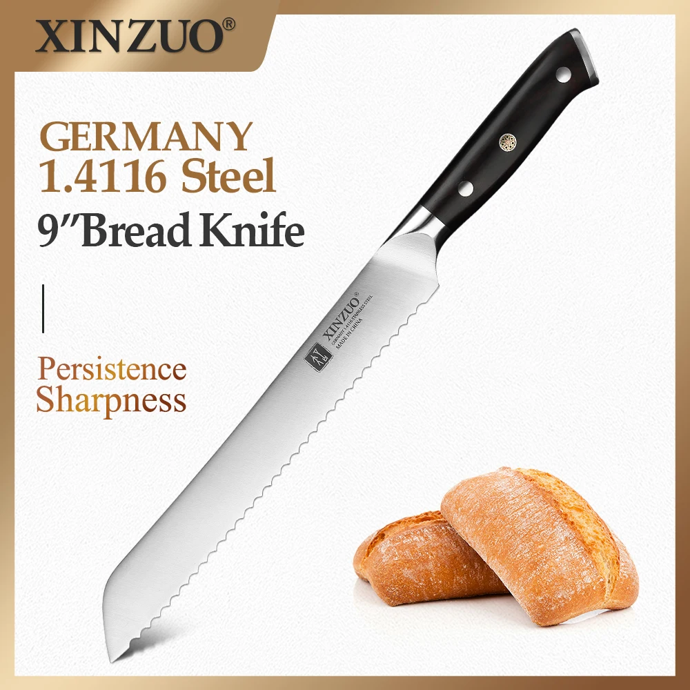 XINZUO 9 ''нож для хлеба с черной ручкой Германия 1 4116 Стальные Кухонные зубчатые