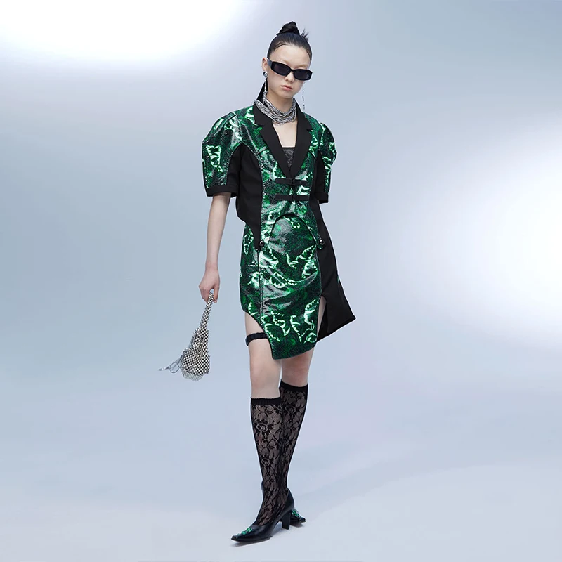 XITAO Irregular Blazer Fashion New Women Print Pattern 2021 Summer Elegant Goddess Fan Casual Style Loose Blazer Coat WLD6367