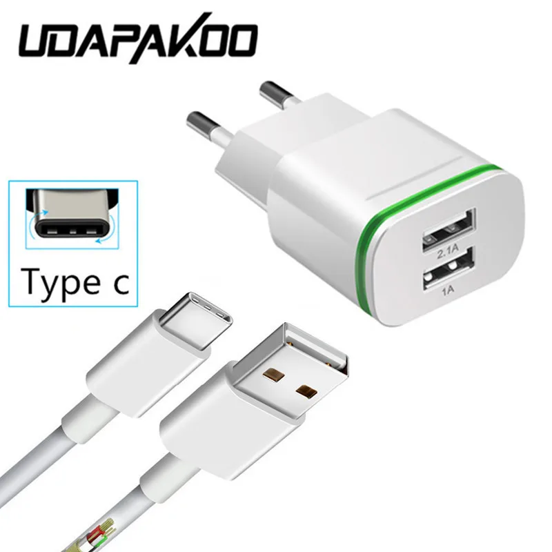 2 порта USB зарядное устройство адаптер+ 1 м usb type c usb кабель для Xiao mi A3 mi 8 9 Pro sony Xperia XA1 XZ3 L1 L3 lg g5 g6 htc U11 10 EVO