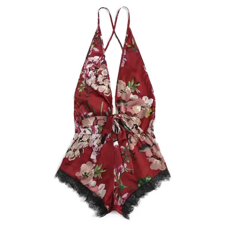 

Women Sexy Lingerie Babydoll Sheer Lace Chemise Deep V Neck Sleepwear 1Pcs/Set