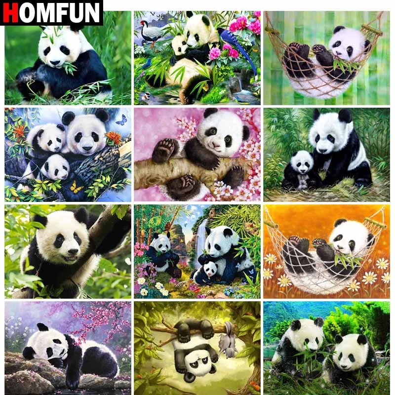 

Алмазная 5D Вышивка HOMFUN, картина «животное, панда», полная выкладка, круглые, квадратные, для творчества, домашний декор, подарок