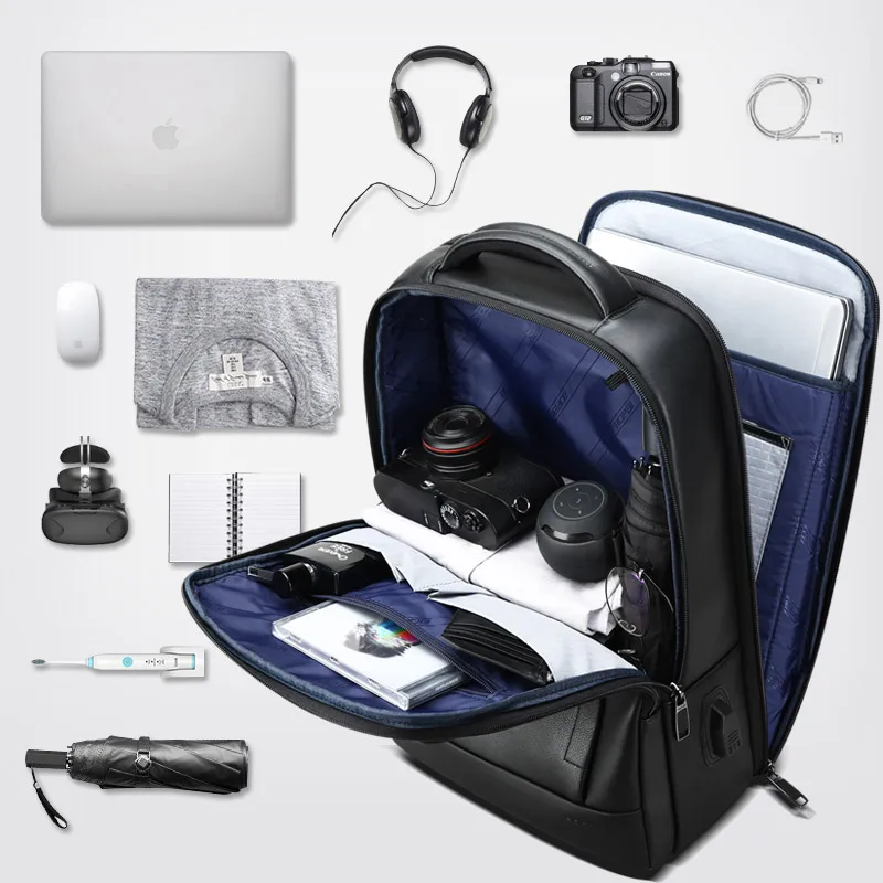 BOPAI рюкзак для ноутбука из натуральной кожи модный бизнес мужской компьютер usb