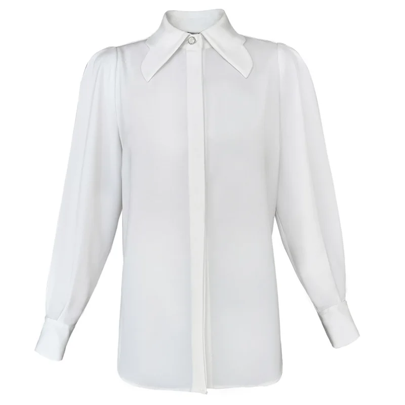 

CocoFlower Women's Original 2021 Spring-Summer Lady Style Blouse Butterfly Collar Sweet Temperament Simple Design-Style Tops