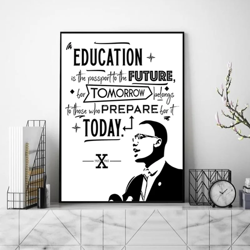 Wall Art Холст Картина известного с принтом цитатой образования плакат классе черный белый цвет Настенная
