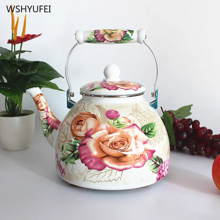 

4L increase thickening flat bottom exquisite enamel kettle kettle jug milk teapot home kitchen induction cooker universal