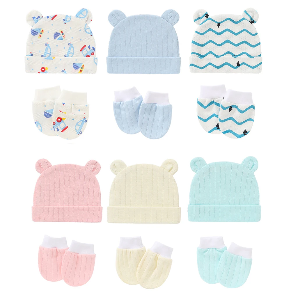 

Шапка и перчатки для новорожденных, 100% хлопок, 1 шт.