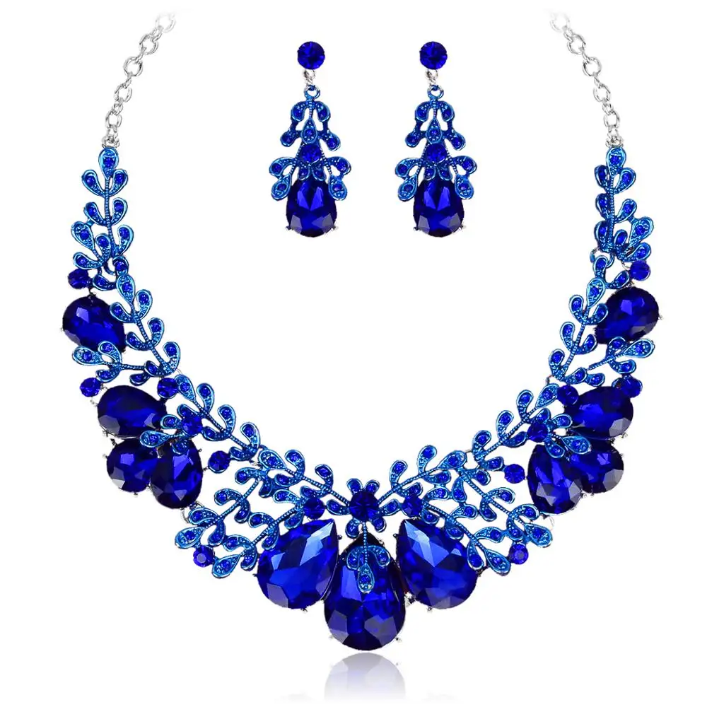 Мода Кристалл ожерелье серьги индийский роскошный свадебный ювелирный набор