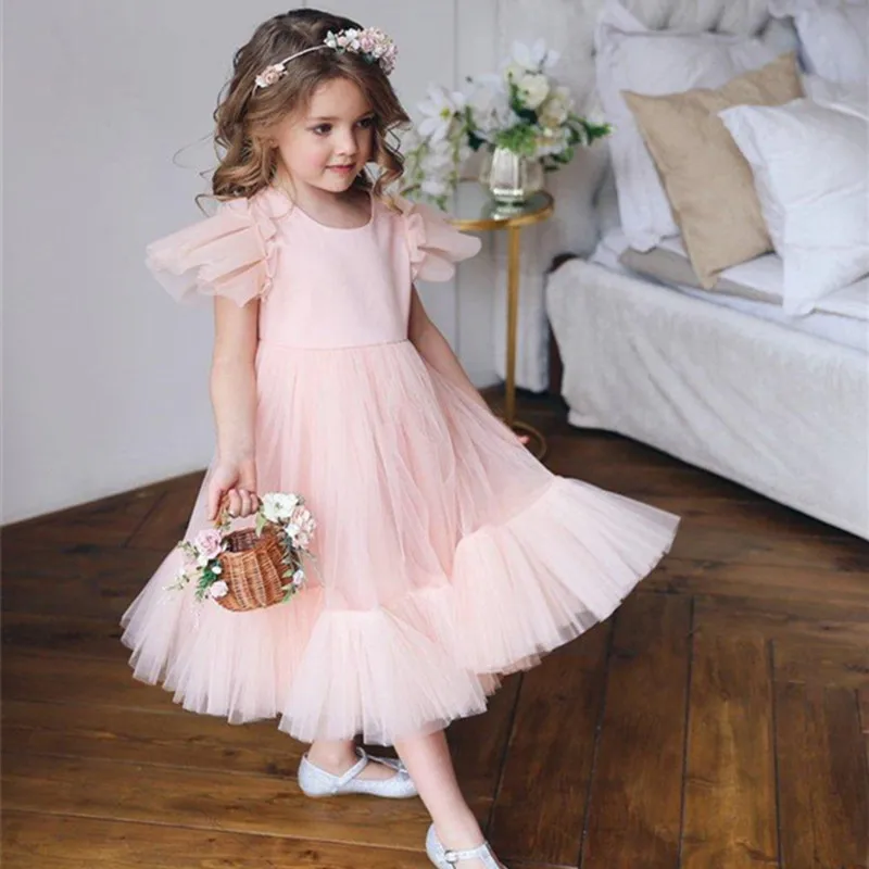Милая Одежда для девочек на день рождения платья Чай Длина фатиновое платье с