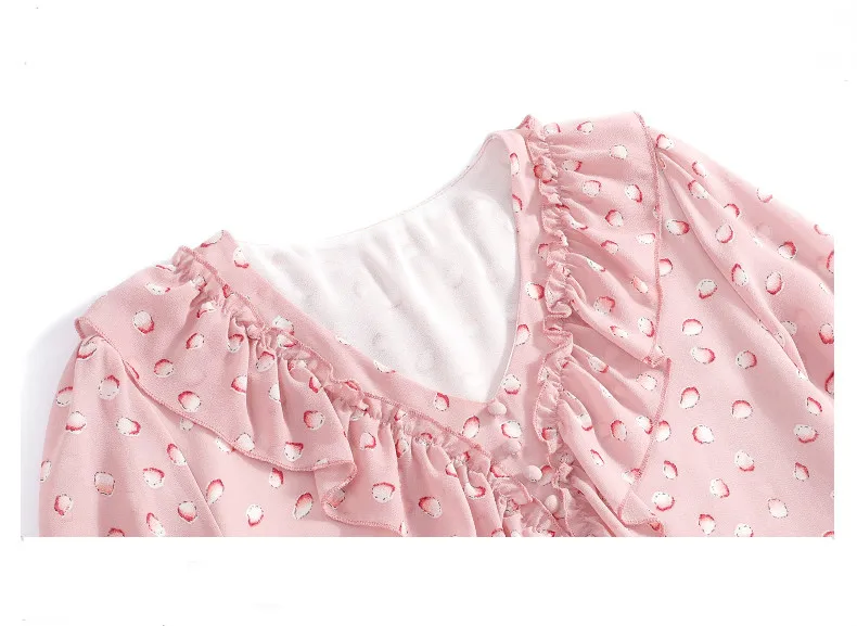 

2021 Summer Womens Tops and Blouses Fashion Printed Chiffon Blouse Women Korean Ruffles V-neck Office Lady Clothes Blusas 9619