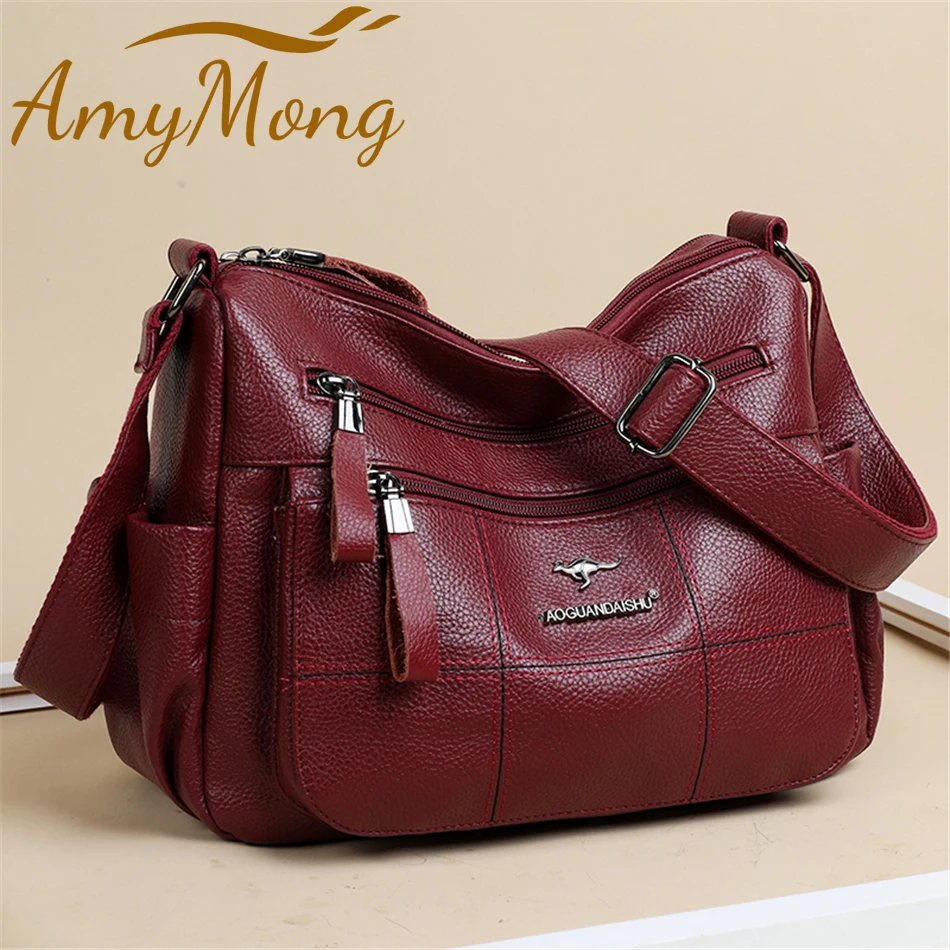 High Quality Multi Pockets Soft Leather Crossbody Bags For W