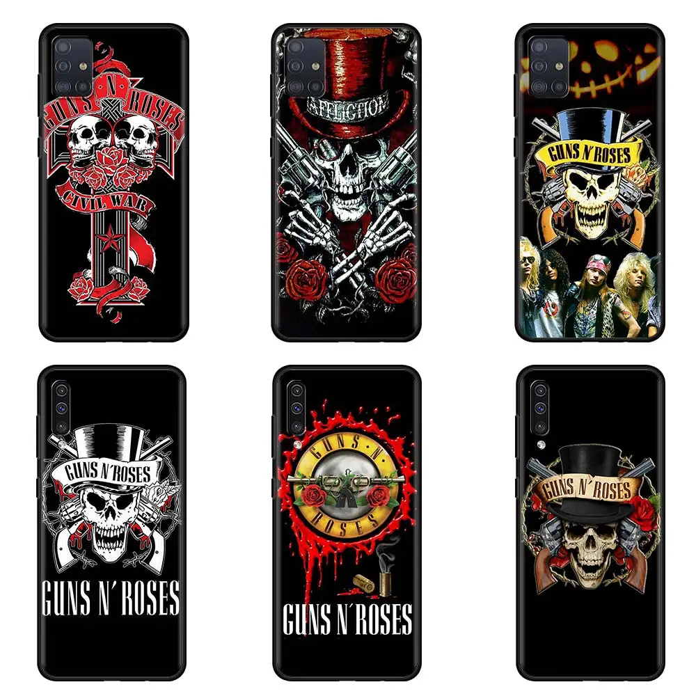 

Guns N Roses Skull Case For Samsung Galaxy A51 A71 A21S A31 A52 A72 A32 A41 A11 A12 Black Ultrathin Soft Phone Cover Bag Capa