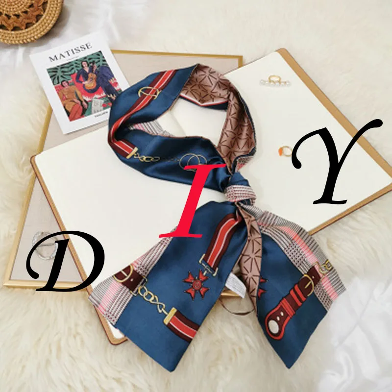 

2021 luxury brand rayon classic letter pattern scarf ladies headband bag accessories suitcase color ribbon small bow WJ20061GR