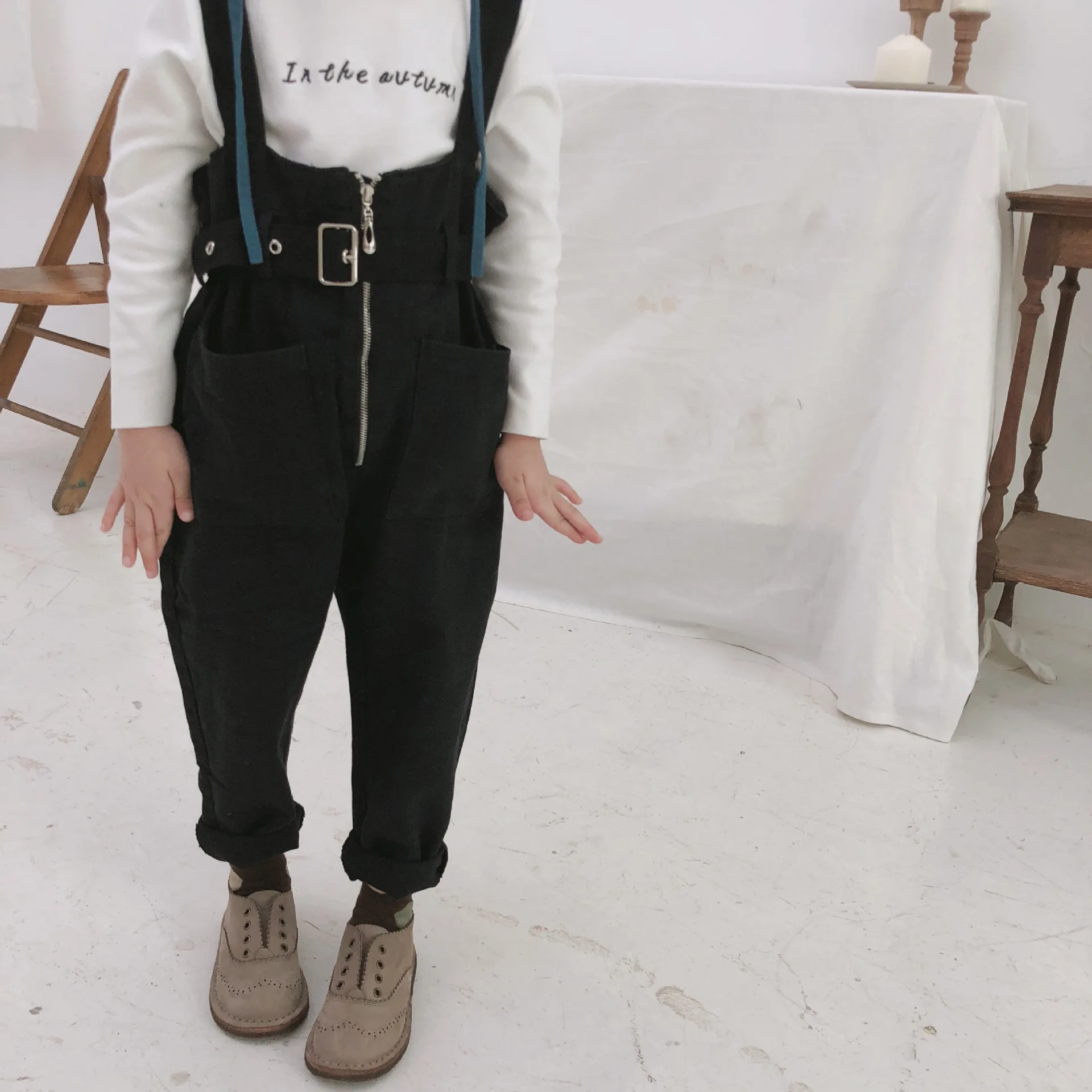 Осень 2020 модные милые хлопковые джинсовые комбинезоны с высокой талией для