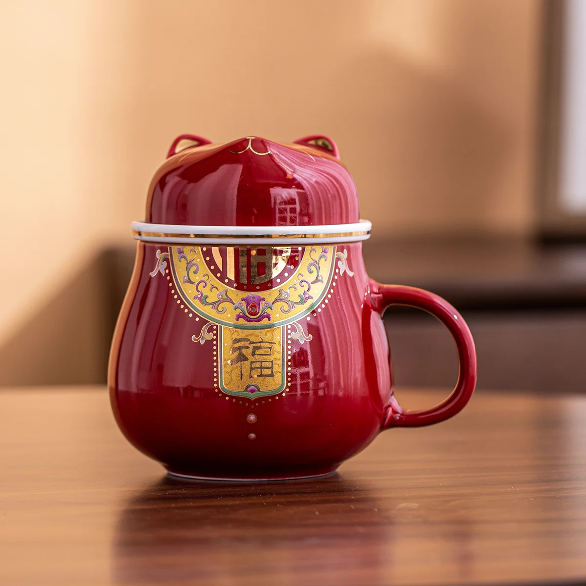 Креативная керамическая кружка Lucky Cat фильтр для чашки чая - Цена: 